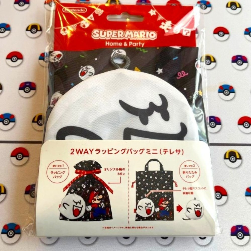 Super Mario 2 Way Gift Tote Bag Large L Ghost Boo Nintendo Wrapping Shopping